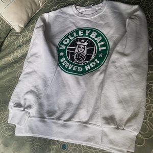 White volleyball served hot sweatshirt